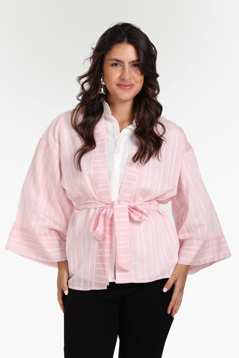 Clue Open-Front Striped Kimono - Image 1